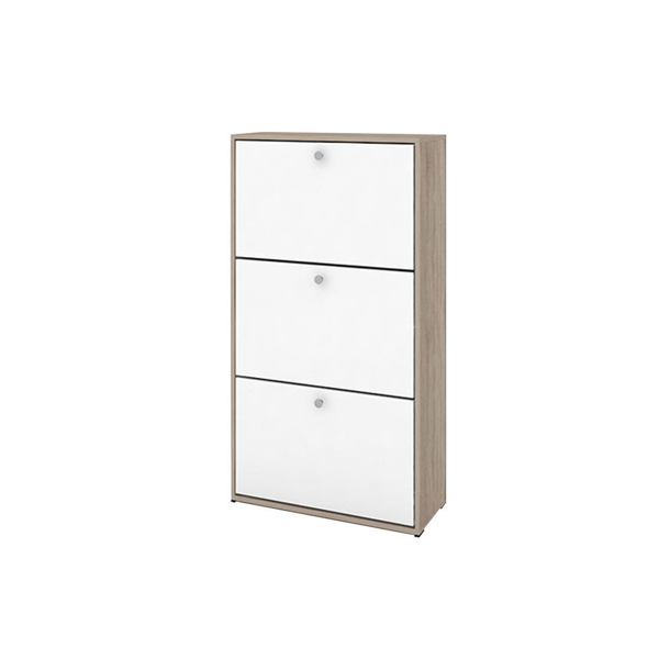 Снимка на Шкаф за обувки Сити 4042 с три врати - 67х28х123см - сонома тъмна + бяло гладко - ИРИМ - 4042