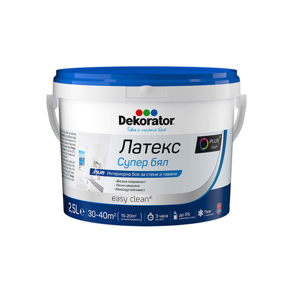 Снимка на Латекс Декоратор Супер бял Р - 2,5л. - Мегахим - 10-00016