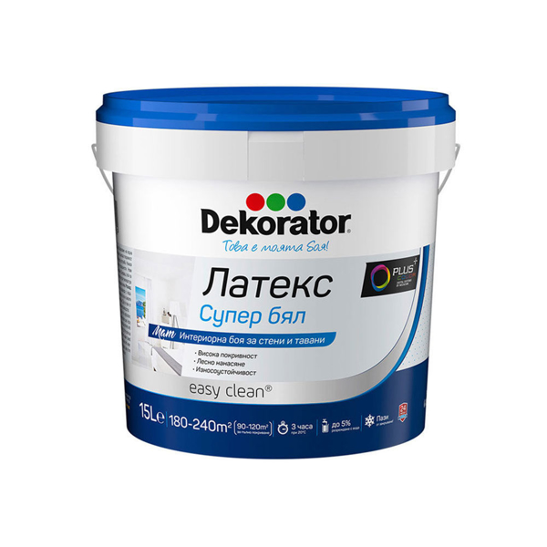 Снимка на Латекс Декоратор Супер бял Р - 15л.- Мегахим - 10-00019
