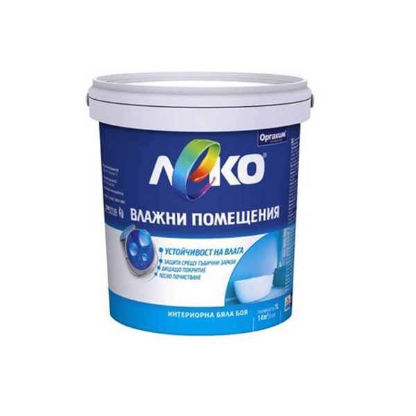 Снимка на Интериорна Боя ЛЕКО за бани и кухни - 1л - бяла - Оргахим - 4005033