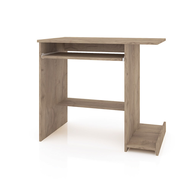 Снимка на Бюро Никол - ПДЧ - 90х50х77см - цвят Дъб Кафе - поставка за компютър и клавиатура