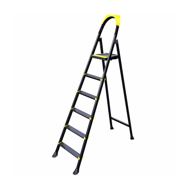 Снимка на Стълба подвижна LEO 5+1 метална черна + жълто 