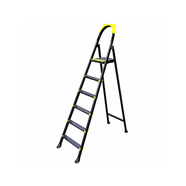 Снимка на Стълба подвижна LEO 6+1 метална черна + жълто 