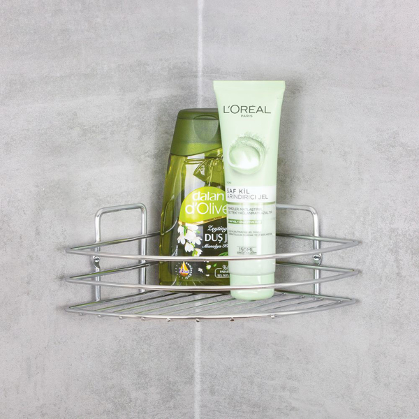 Снимка на Етажерка ъглова за баня с винтово фиксиране 18см - хром - DKB-715