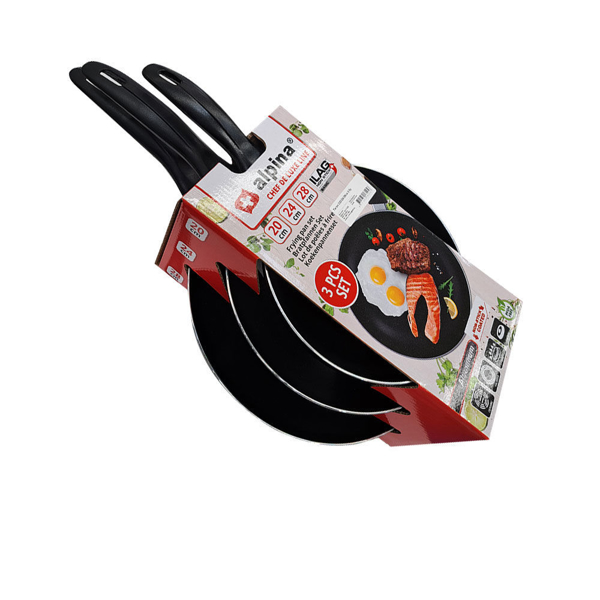 Снимка на Комплект 3 броя тигани Alpina - Ф20/24/28см