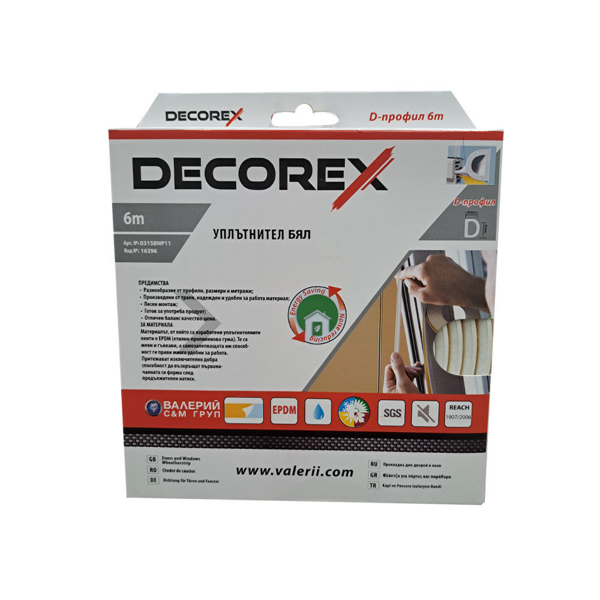Снимка на Уплътнител 6 мм - 6м - бял цвят - DECOREX - 16296