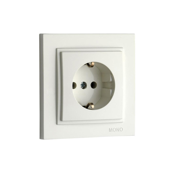 Снимка на Контакт единичен DESPINA -  заземен - бял