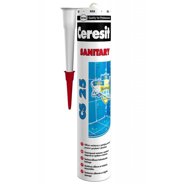 Снимка на Санитарен силикон Ceresit CS 25 Sanitarsilikon - сив - 280мл - Ceresit - 1050055