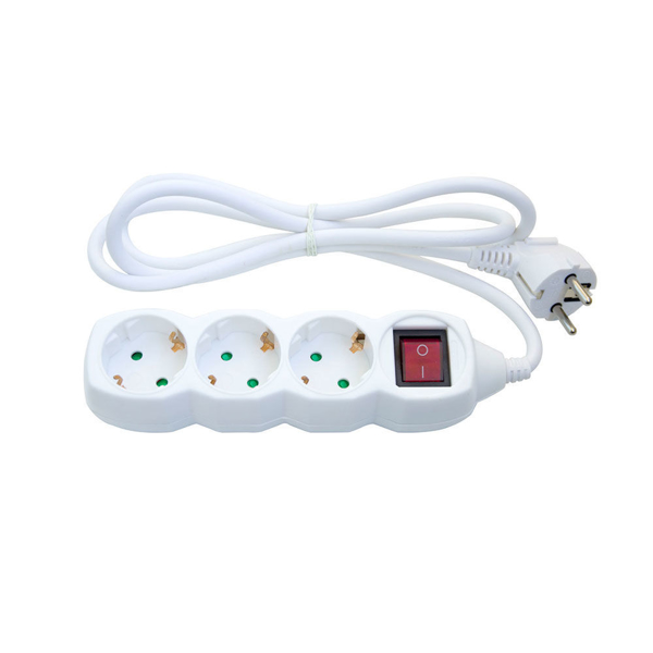 Снимка на Разклонител 3 гнезда 1.5м кабел+ключ