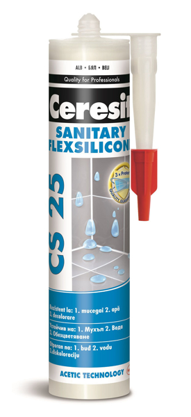 Снимка на Санитарен силикон Ceresit CS 25 Sanitarsilikon - 280мл - бял - Ceresit