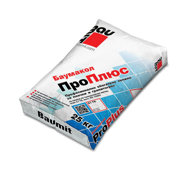 Снимка на Лепило Баумакол ПроПлюс за фаянс, теракот и гранитогрес - 25 кг. - BAUMIT - B014149BG