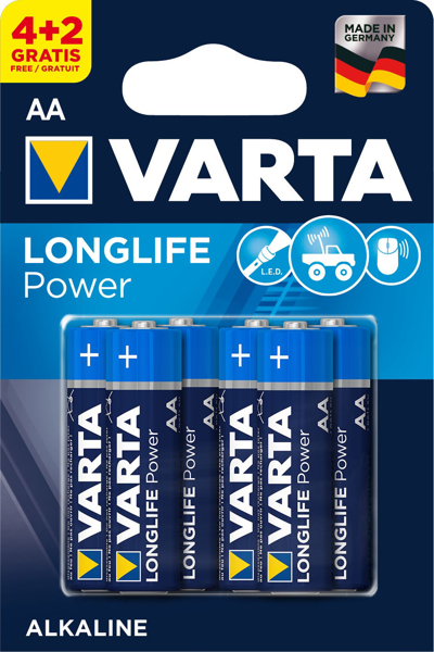 Снимка на Усилени Алкални Батерии Varta Longlife Power - AA - 4+2 бр - VARTA