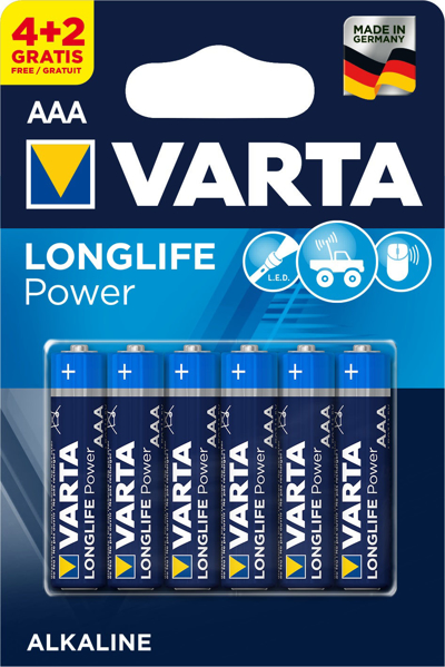 Снимка на Усилени Алкални Батерии Varta Longlife Power - AAA - 4+2 бр - VARTA