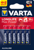 Снимка на Усилени Алкални Батерии Varta Longlife Max Power - AAA - 4+2 бр - VARTA