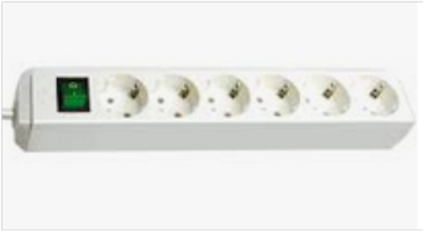 Снимка на Разклонител с ключ Eco-line, 6 контакта бял 3 м 3G1,5