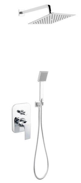 Снимка на Душ к-кт със смесител за вграждане, душ глави инокс квадратни - FERRO - BAQ7P-SET1-S